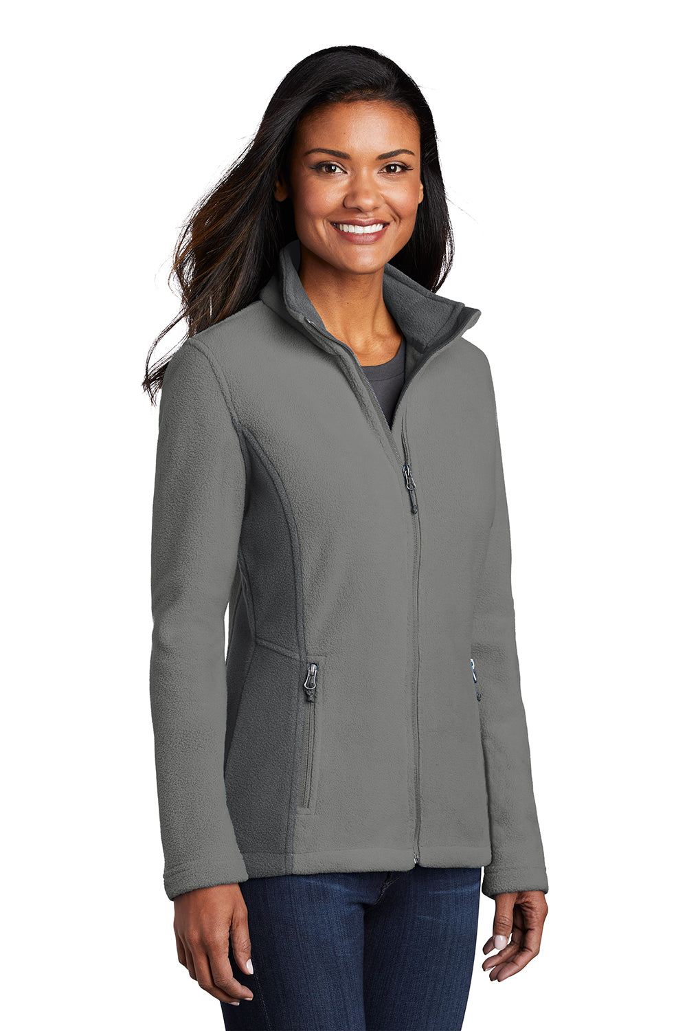 Port Authority L216 Womens Full Zip Fleece Jacket Deep Smoke Grey/Battleship Grey Model 3q