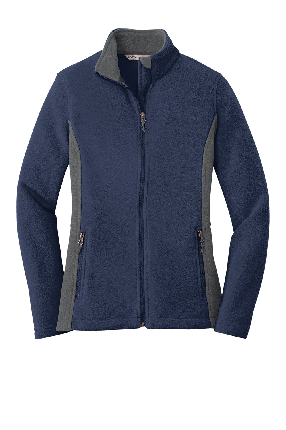 Port Authority L216 Womens Full Zip Fleece Jacket True Navy Blue/Battleship Grey Flat Front