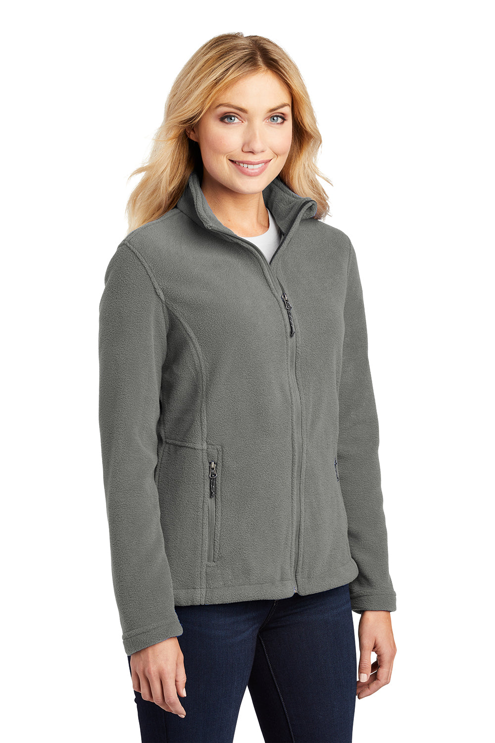 Port Authority L217 Womens Full Zip Fleece Jacket Deep Smoke Grey Model 3q