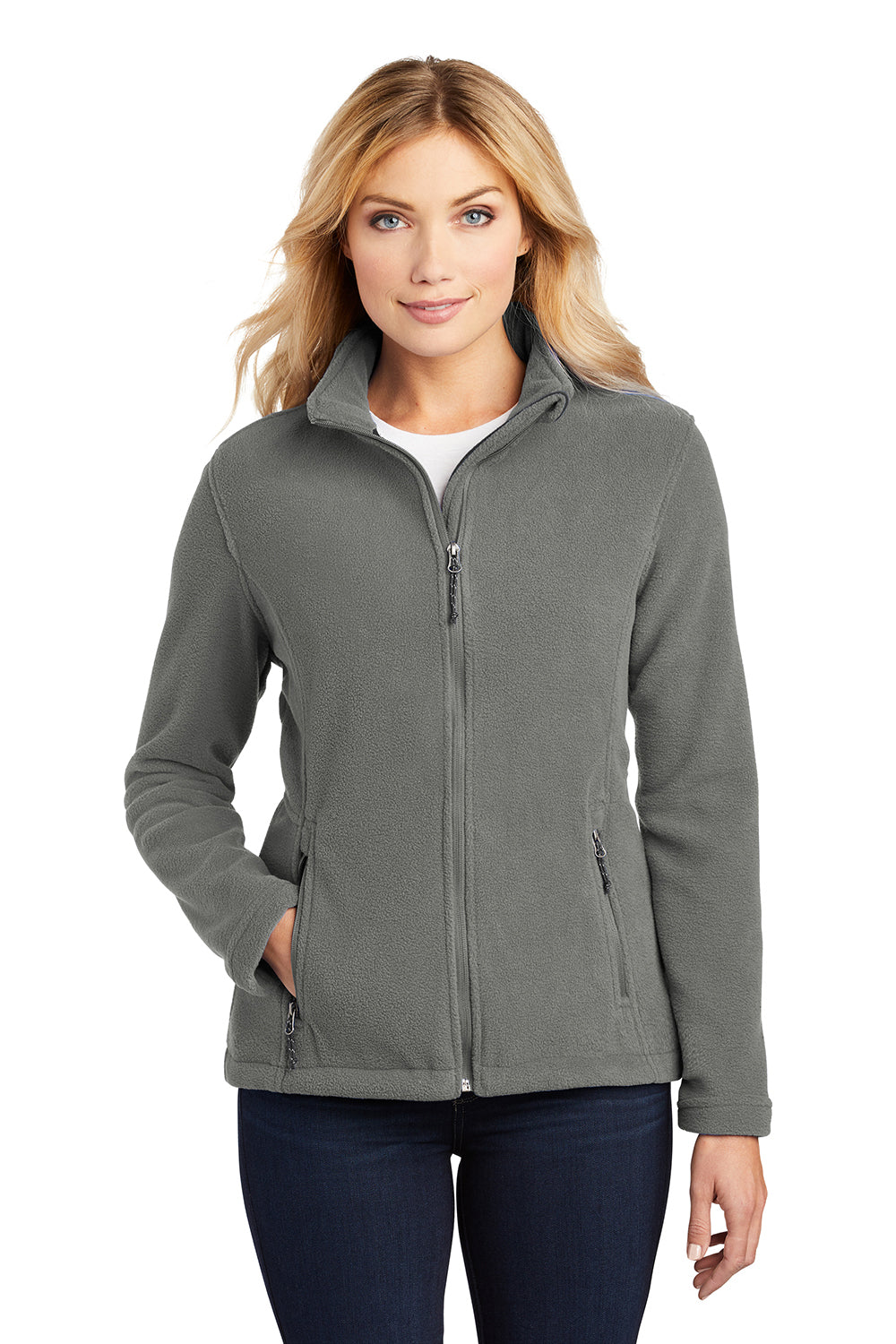 Port Authority L217 Womens Full Zip Fleece Jacket Deep Smoke Grey Model Front