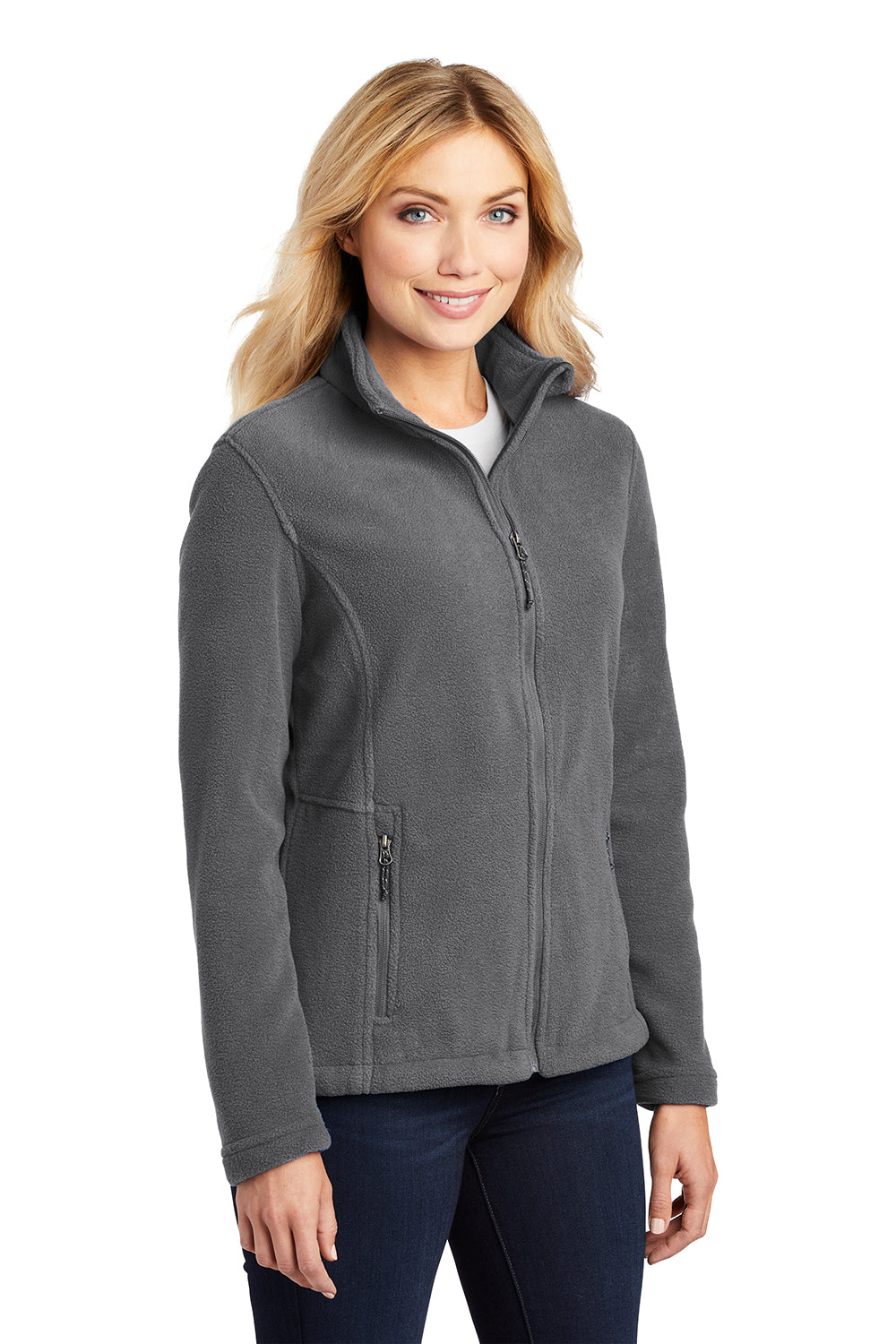 Port Authority L217 Womens Full Zip Fleece Jacket Iron Grey Model 3q