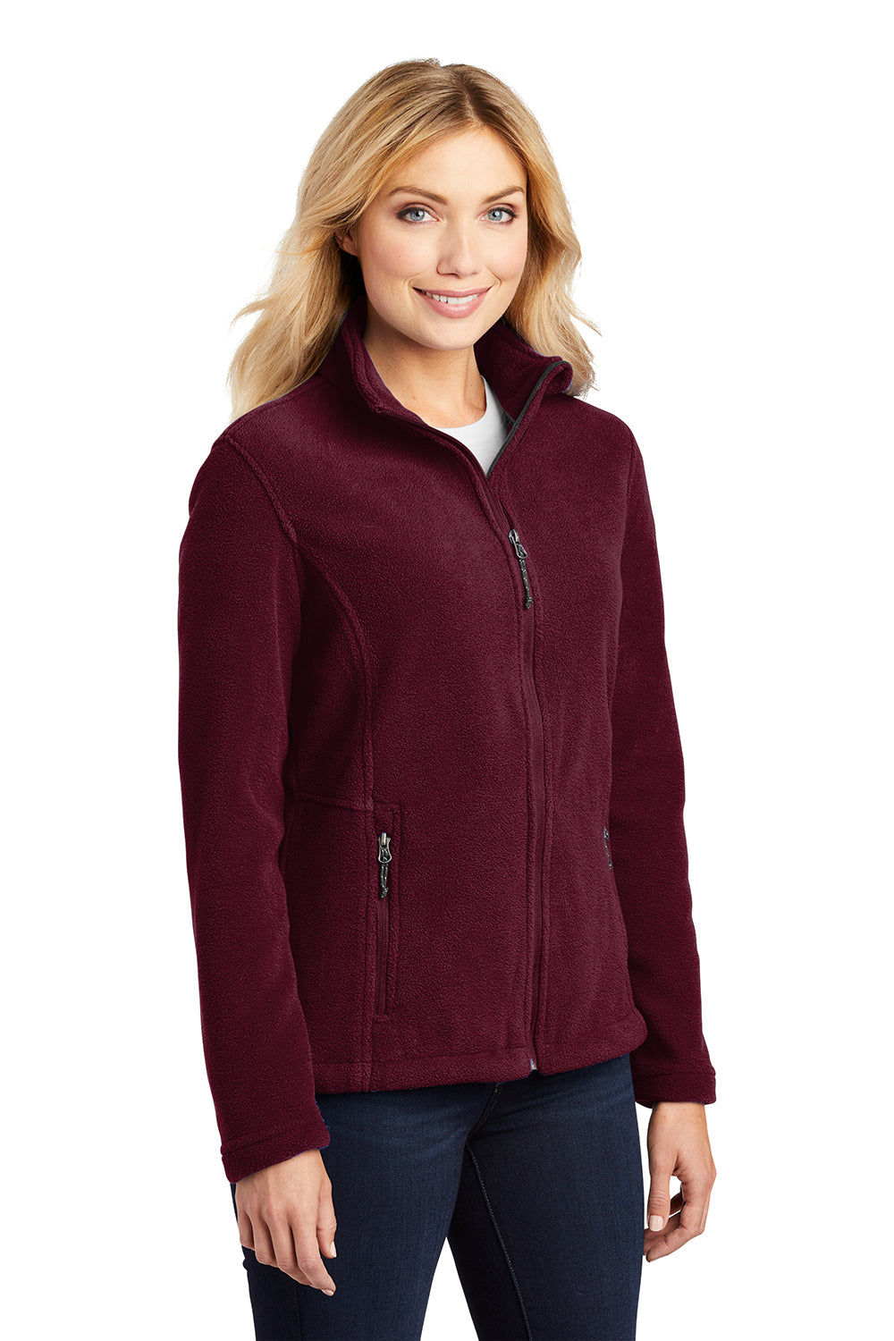 Port Authority L217 Womens Full Zip Fleece Jacket Maroon Model 3q