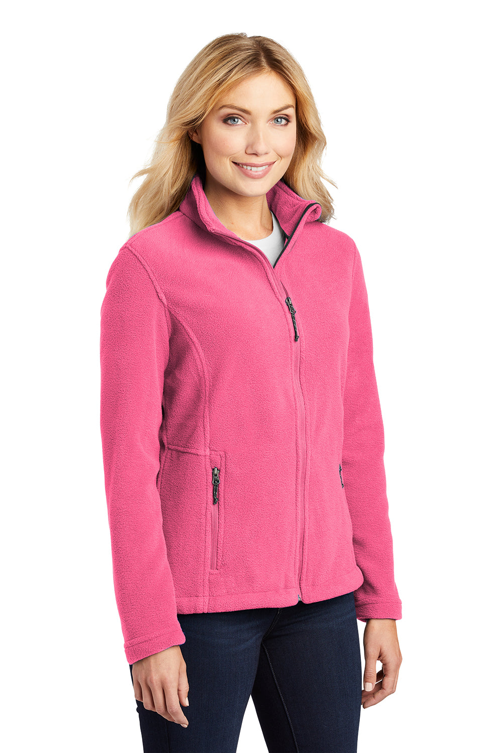 Port Authority L217 Womens Full Zip Fleece Jacket Pink Blossom Model 3q