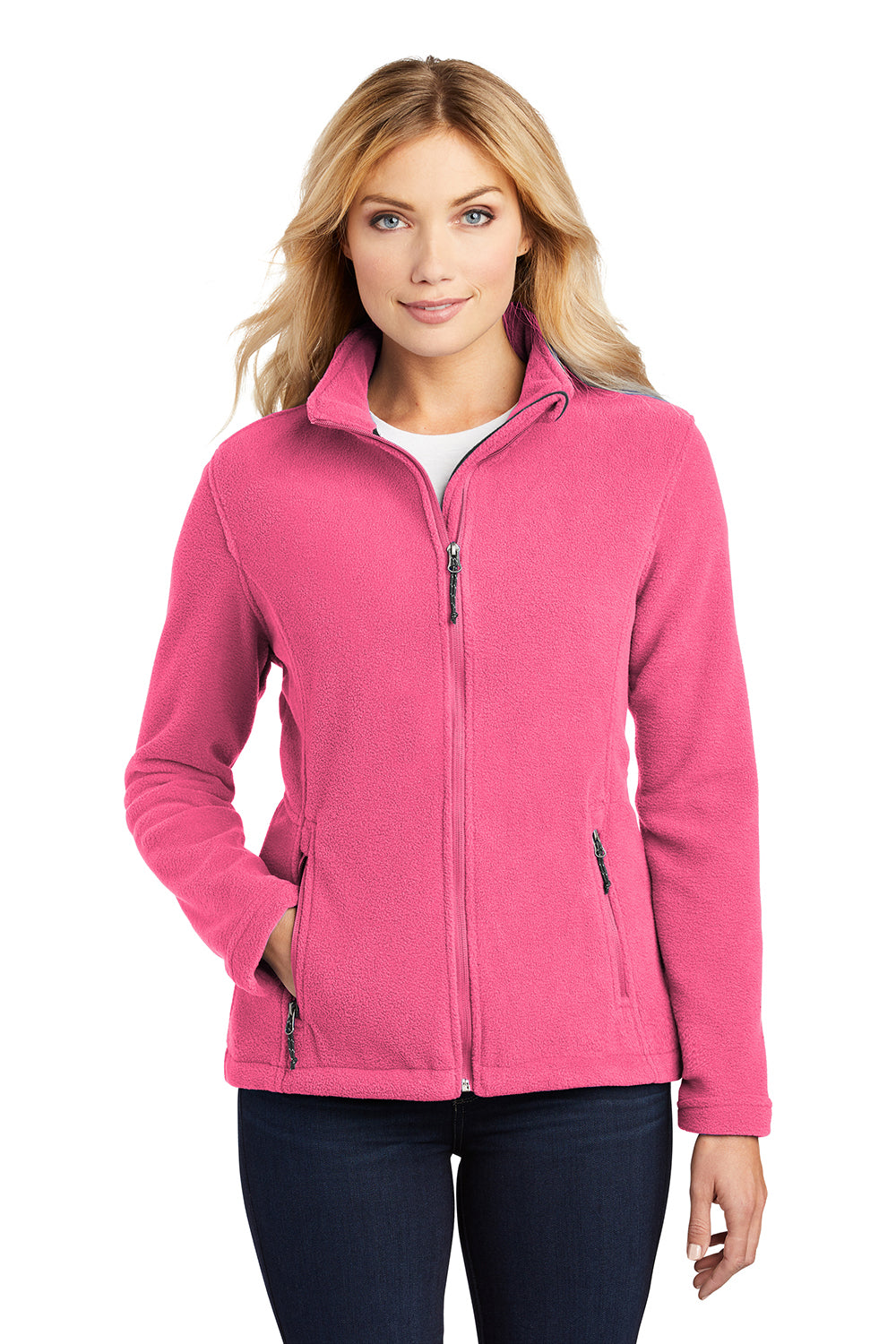 Port Authority L217 Womens Full Zip Fleece Jacket Pink Blossom Model Front