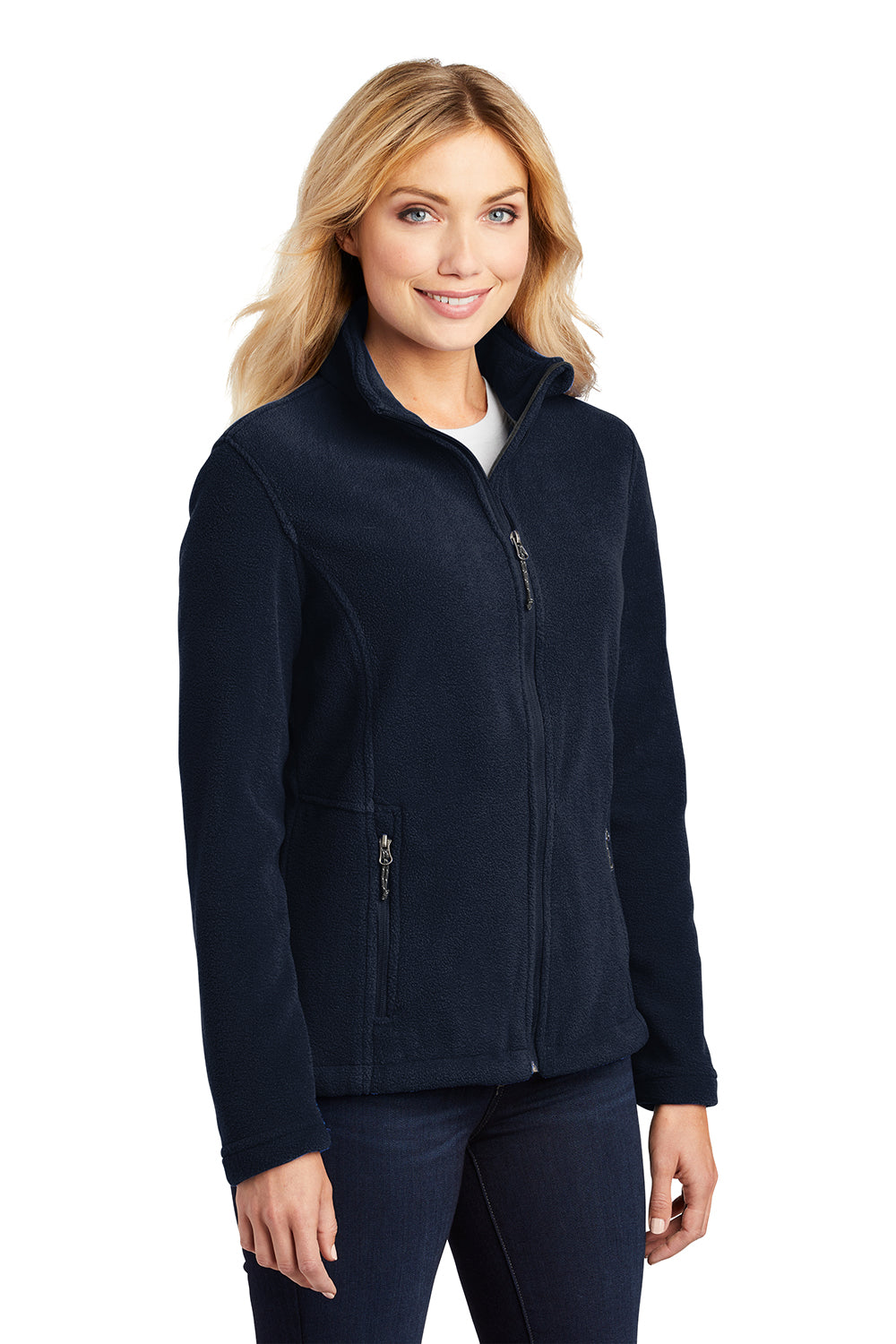 Port Authority L217 Womens Full Zip Fleece Jacket True Navy Blue Model 3q