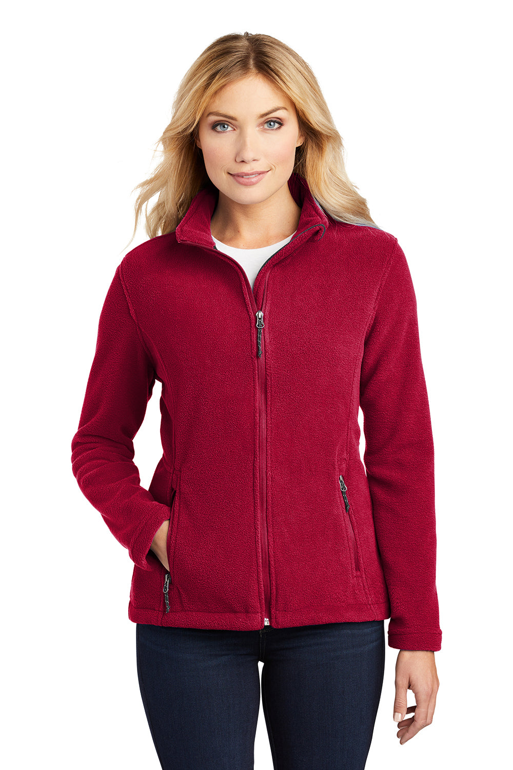 Port Authority L217 Womens Full Zip Fleece Jacket True Red Model Front