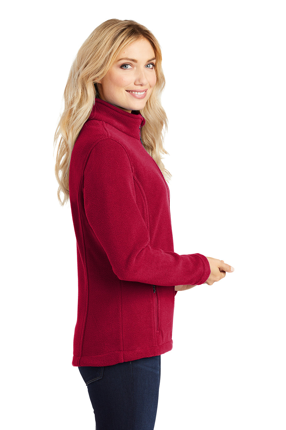 Port Authority L217 Womens Full Zip Fleece Jacket True Red Model Side