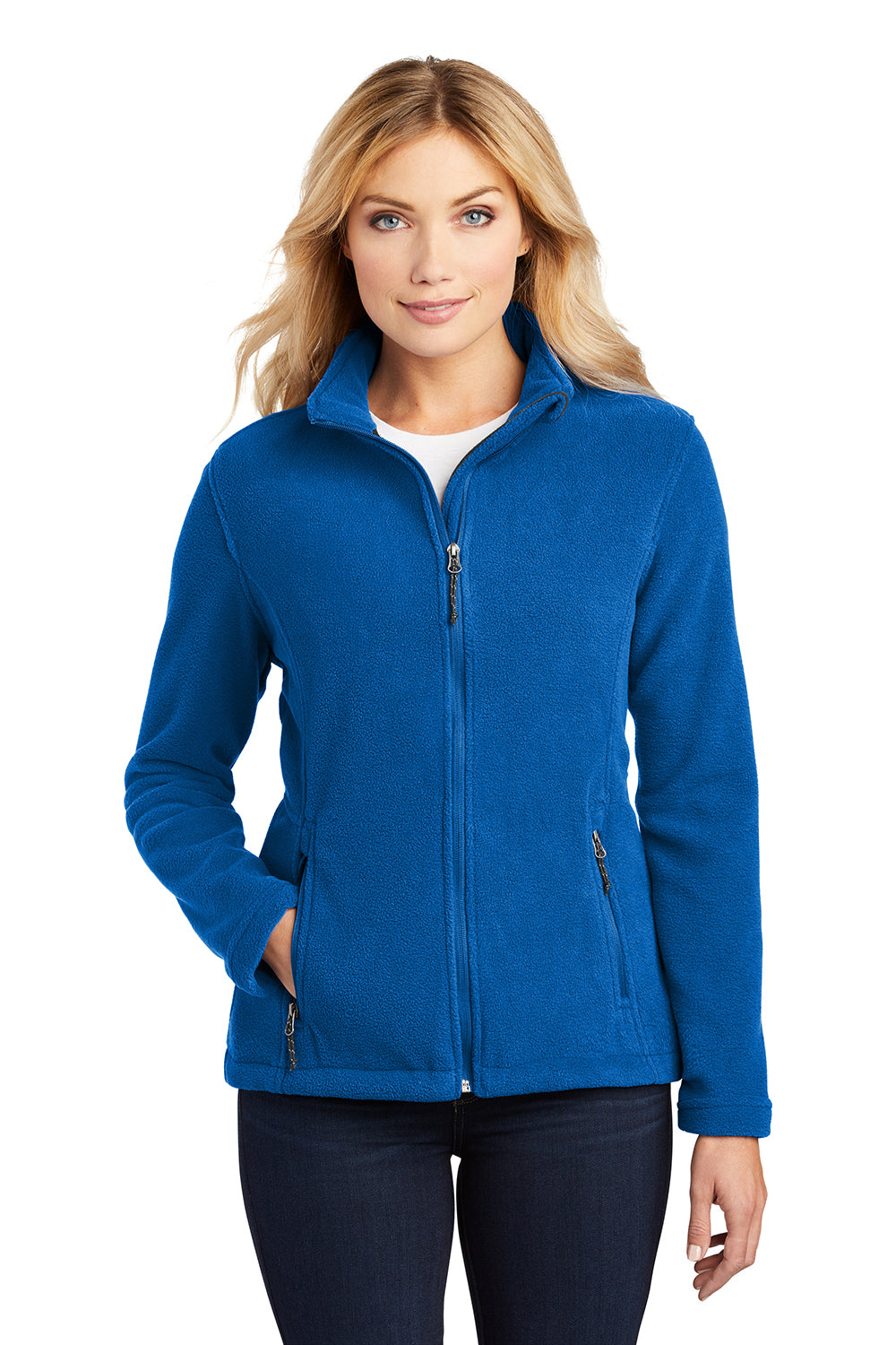 Port Authority L217 Womens Full Zip Fleece Jacket True Royal Blue Model Front