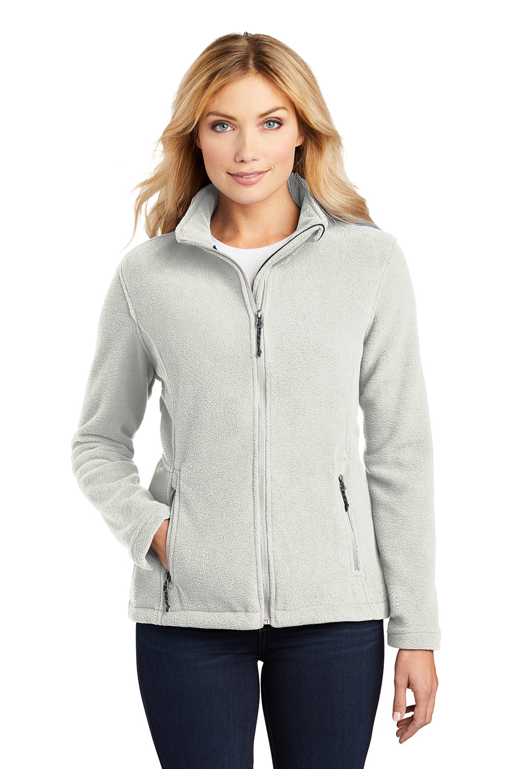 Port Authority L217 Womens Full Zip Fleece Jacket Winter White Model Front