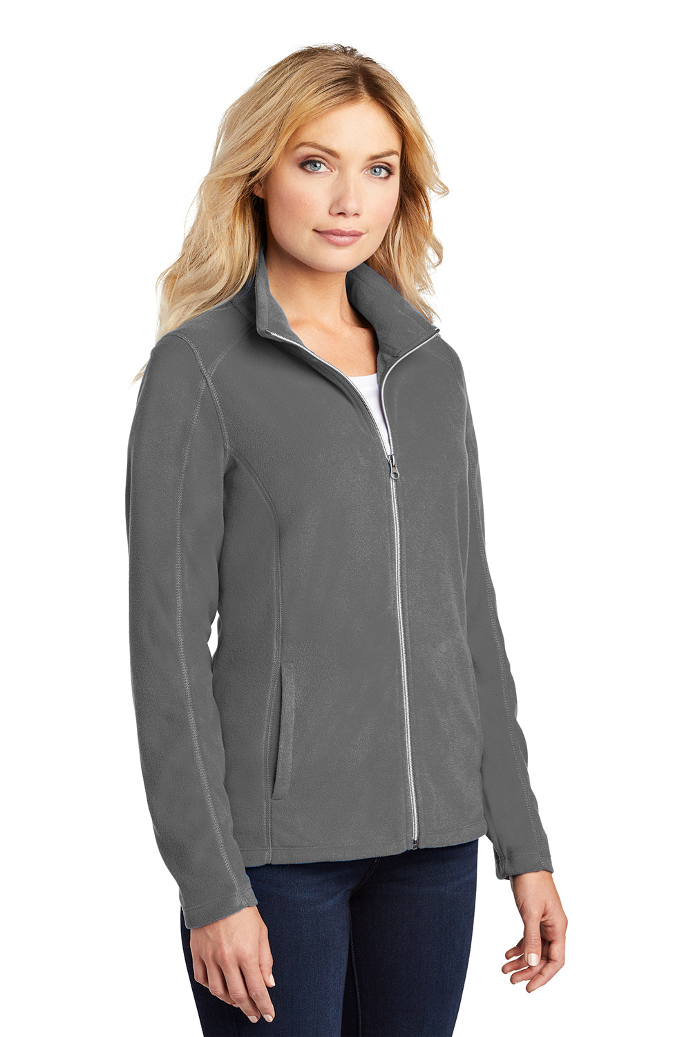 Port Authority L223 Womens Pill Resistant Microfleece Full Zip Jacket Pearl Grey Model 3q