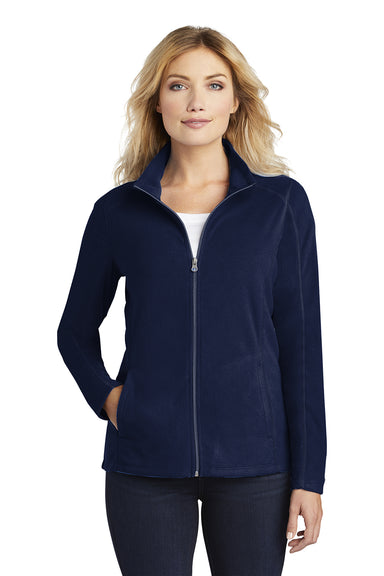 Port Authority L223 Womens Pill Resistant Microfleece Full Zip Jacket True Navy Blue Model Front