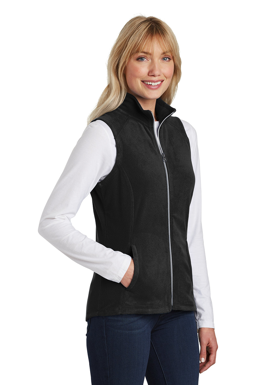 Port Authority L226 Womens Pill Resistant Microfleece Full Zip Vest Black Model 3q