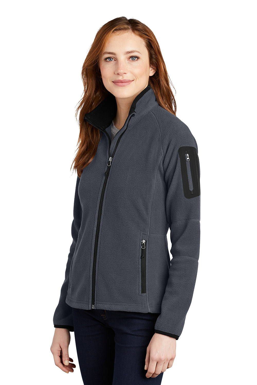 Port Authority L229 Womens Full Zip Fleece Jacket Battleship Grey/Black Model 3q