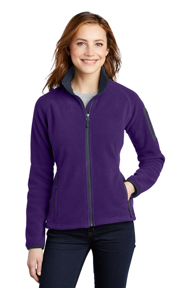 Port Authority L229 Womens Full Zip Fleece Jacket Bright Purple/Battleship Grey Model Front