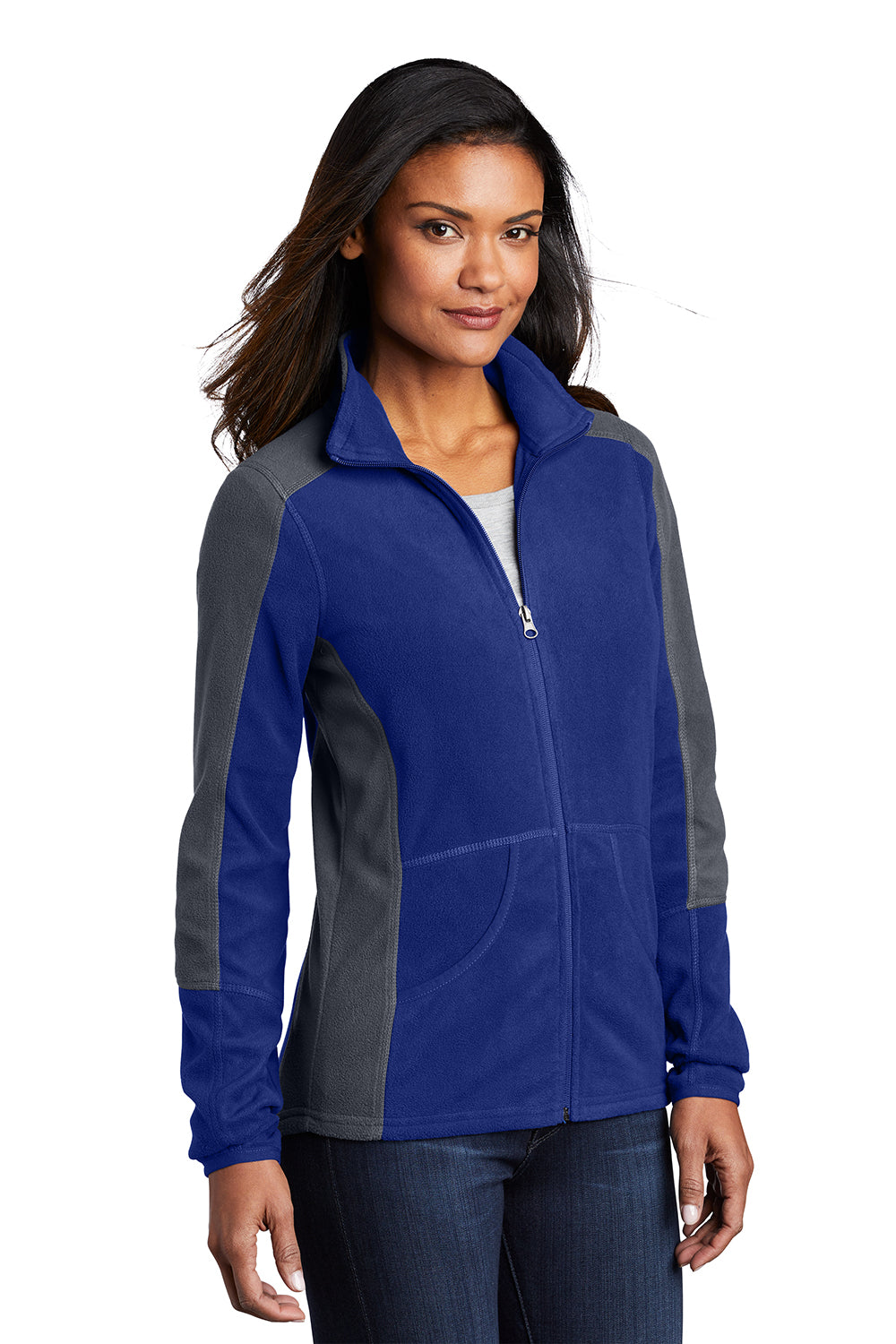 Port Authority L230 Womens Full Zip Microfleece Jacket Patriot Blue/Battleship Grey Model 3q