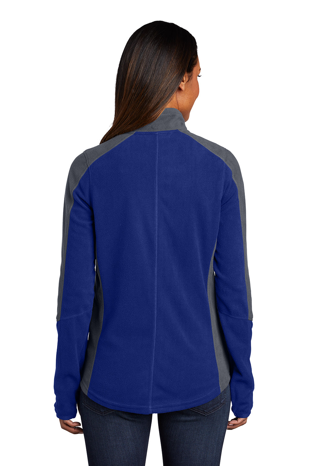 Port Authority L230 Womens Full Zip Microfleece Jacket Patriot Blue/Battleship Grey Model Back