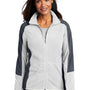 Port Authority Womens Full Zip Microfleece Jacket - White/Battleship Grey - Closeout