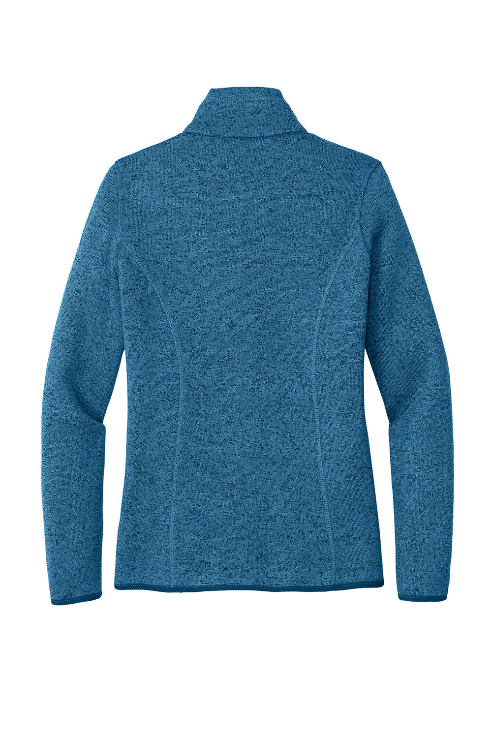 Port Authority L232 Womens Full Zip Sweater Fleece Jacket Heather Medium Blue Flat Back