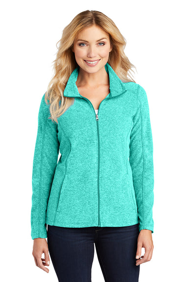 Port Authority L235 Womens Pill Resistant Heather Microfleece Full Zip Sweatshirt Heather Aqua Green Model Front