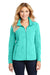 Port Authority L235 Womens Pill Resistant Heather Microfleece Full Zip Sweatshirt Heather Aqua Green Model Front