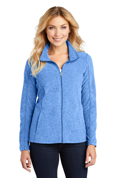 Port Authority L235 Womens Pill Resistant Heather Microfleece Full Zip Sweatshirt Heather Light Royal Blue Model Front