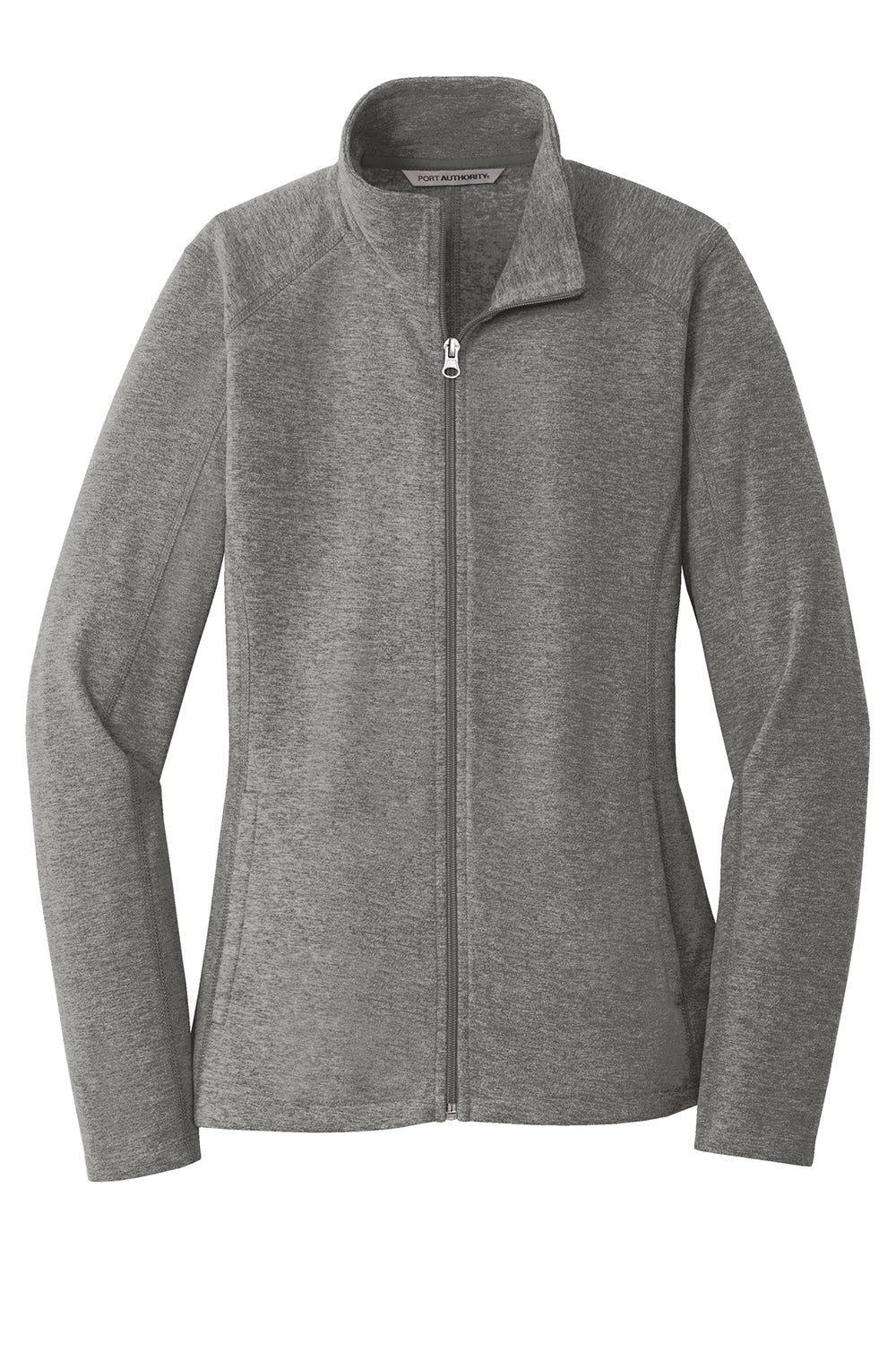 Port Authority L235 Womens Pill Resistant Heather Microfleece Full Zip Sweatshirt Heather Pearl Grey Flat Front