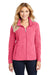 Port Authority L235 Womens Pill Resistant Heather Microfleece Full Zip Sweatshirt Heather Raspberry Pink Model Front