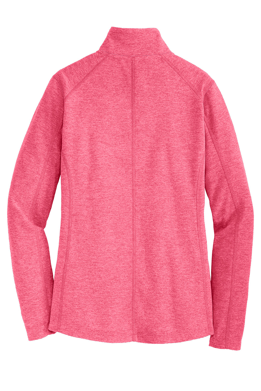 Port Authority L235 Womens Pill Resistant Heather Microfleece Full Zip Sweatshirt Heather Raspberry Pink Flat Back