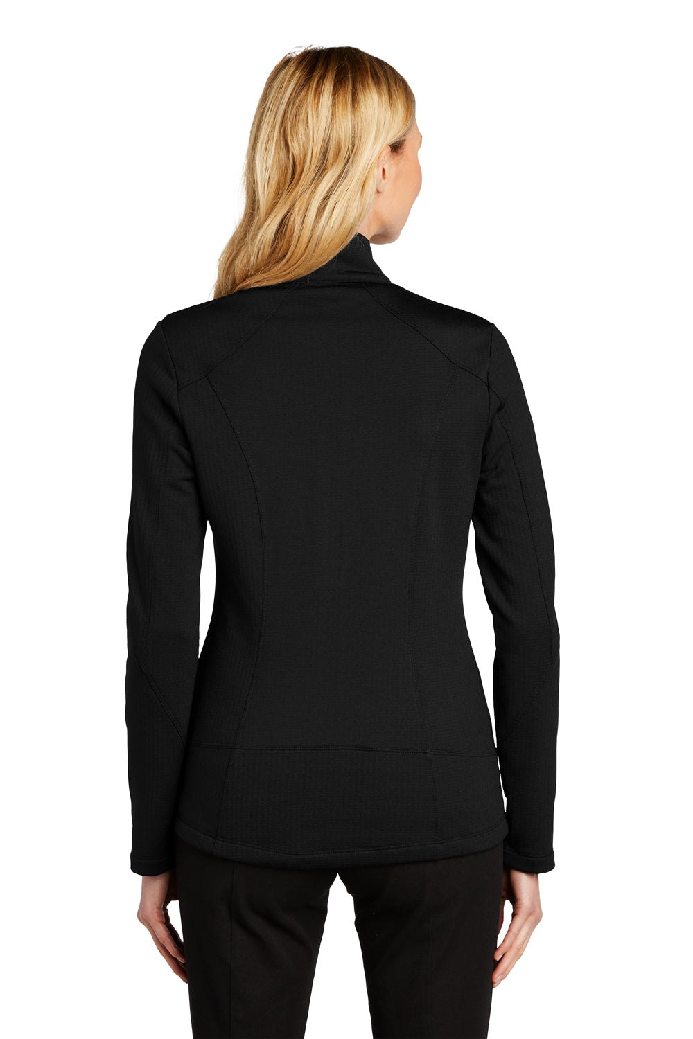 Port Authority L239 Womens Grid Fleece Full Zip Jacket Deep Black Model Back