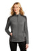 Port Authority L239 Womens Grid Fleece Full Zip Jacket Heather Smoke Grey/Smoke Grey Model Front