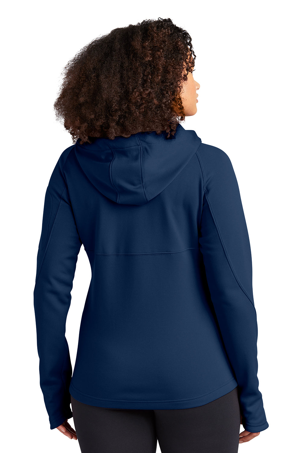 Sport-Tek L248 Womens Tech Moisture Wicking Fleece Full Zip Hooded Sweatshirt Hoodie True Navy Blue Model Back