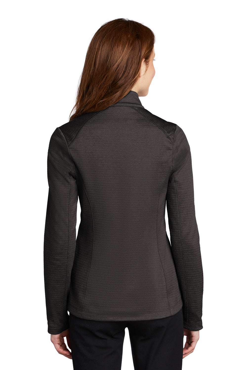 Port Authority L249 Womens Diamond Fleece Full Zip Jacket Heather Dark Charcoal Grey Model Back