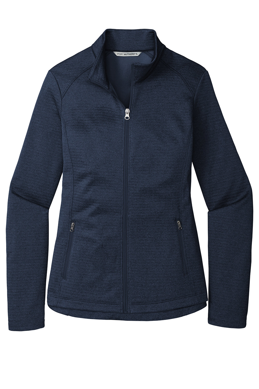 Port Authority L249 Womens Diamond Fleece Full Zip Jacket Heather Dress Blue Navy Flat Front