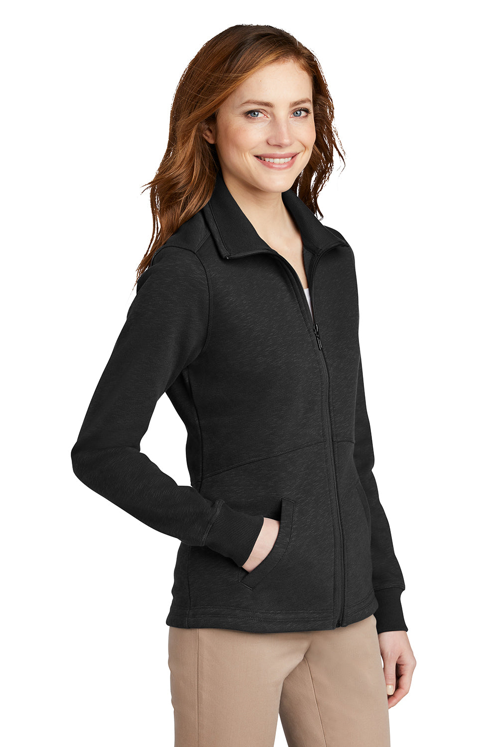 Port Authority L293 Womens Full Zip Fleece Jacket Black Model 3q