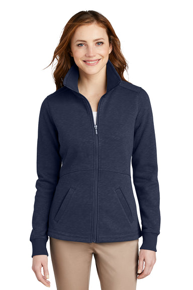 Port Authority L293 Womens Full Zip Fleece Jacket Navy Blue Model Front