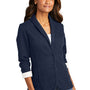 Port Authority Womens Button Down Fleece Blazer - Heather Dark Navy Blue