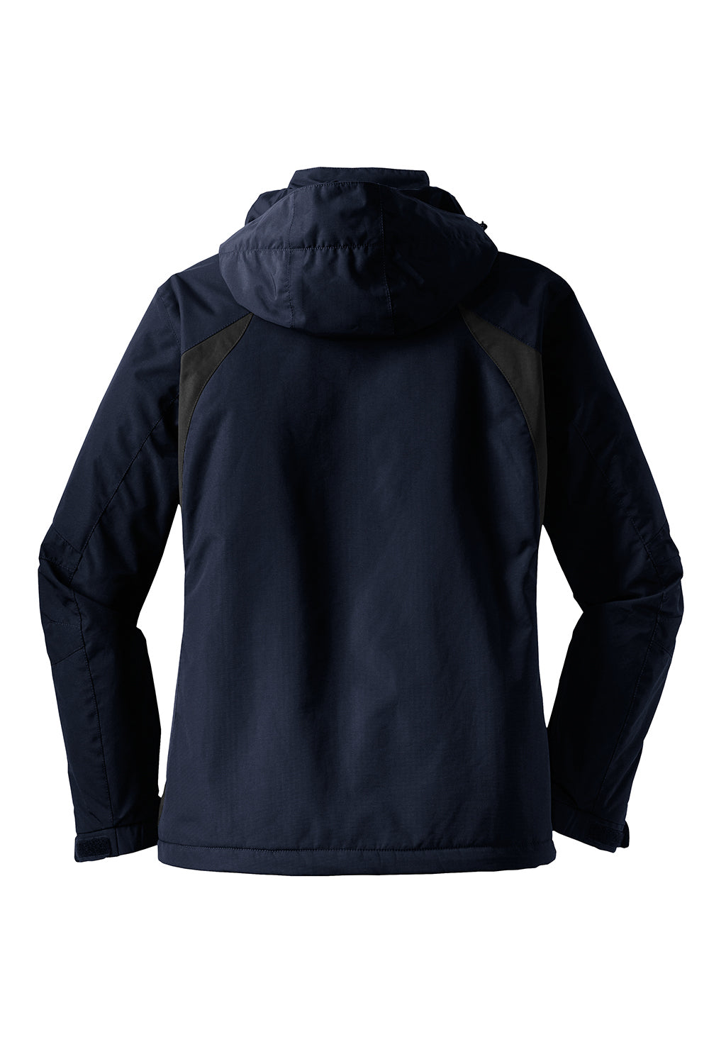 Port Authority L304 Womens All Season II Waterproof Full Zip Hooded Jacket True Navy Blue/Iron Grey Flat Back