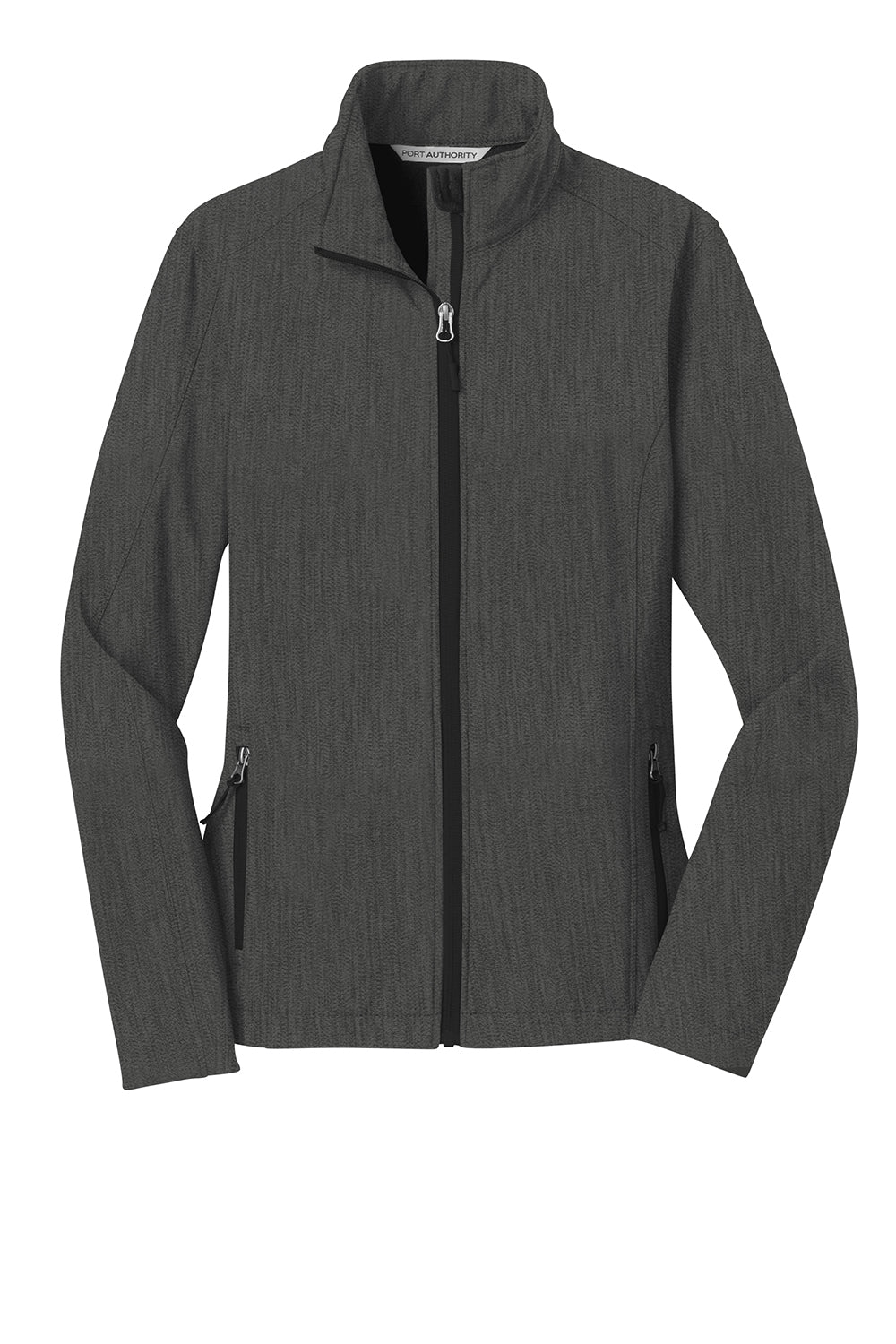 Port Authority L317 Womens Core Wind & Water Resistant Full Zip Jacket Heather Charcoal Black Flat Front