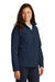 Port Authority L317 Womens Core Wind & Water Resistant Full Zip Jacket Dress Navy Blue Model 3q