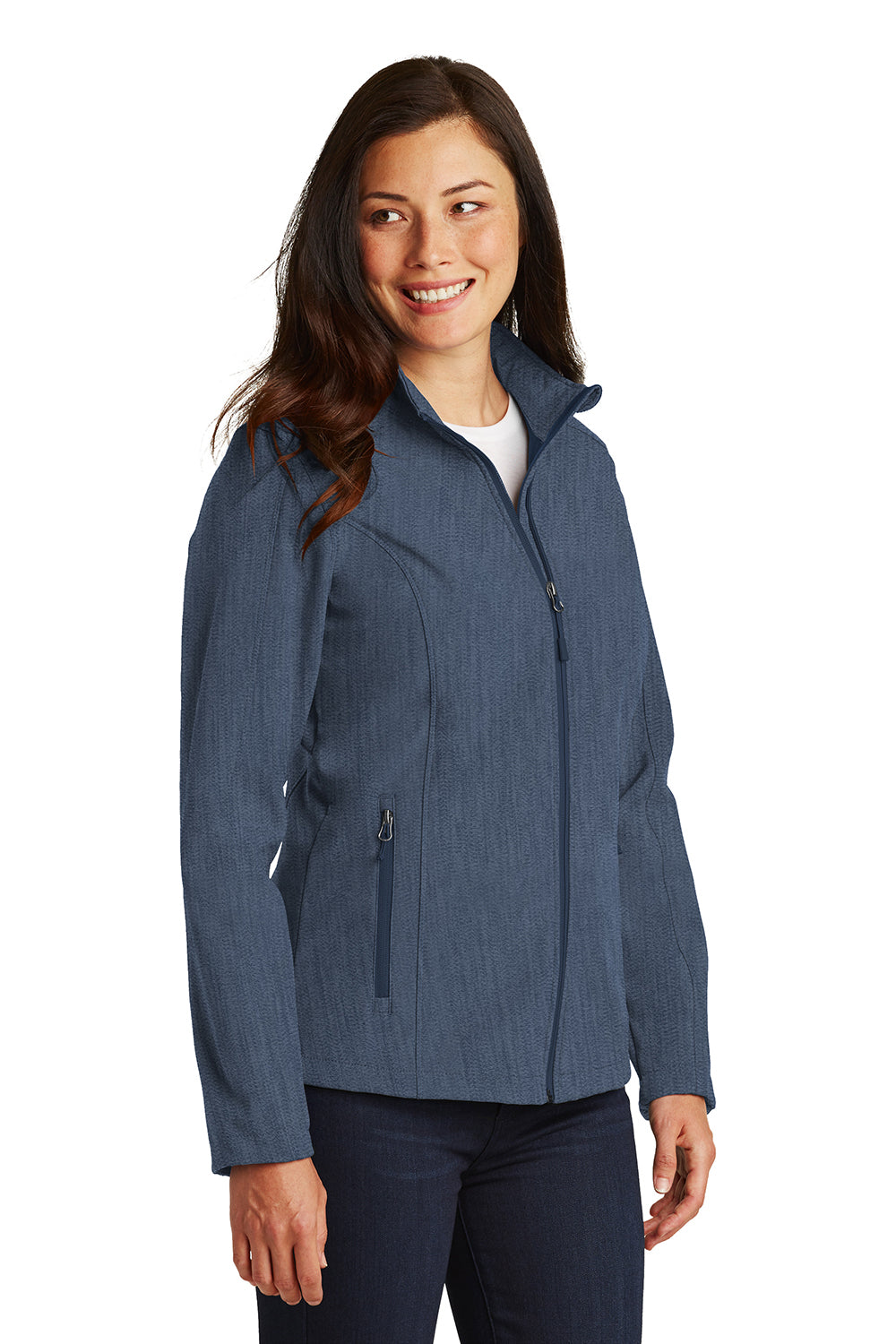 Port Authority L317 Womens Core Wind & Water Resistant Full Zip Jacket Heather Navy Blue Model 3q