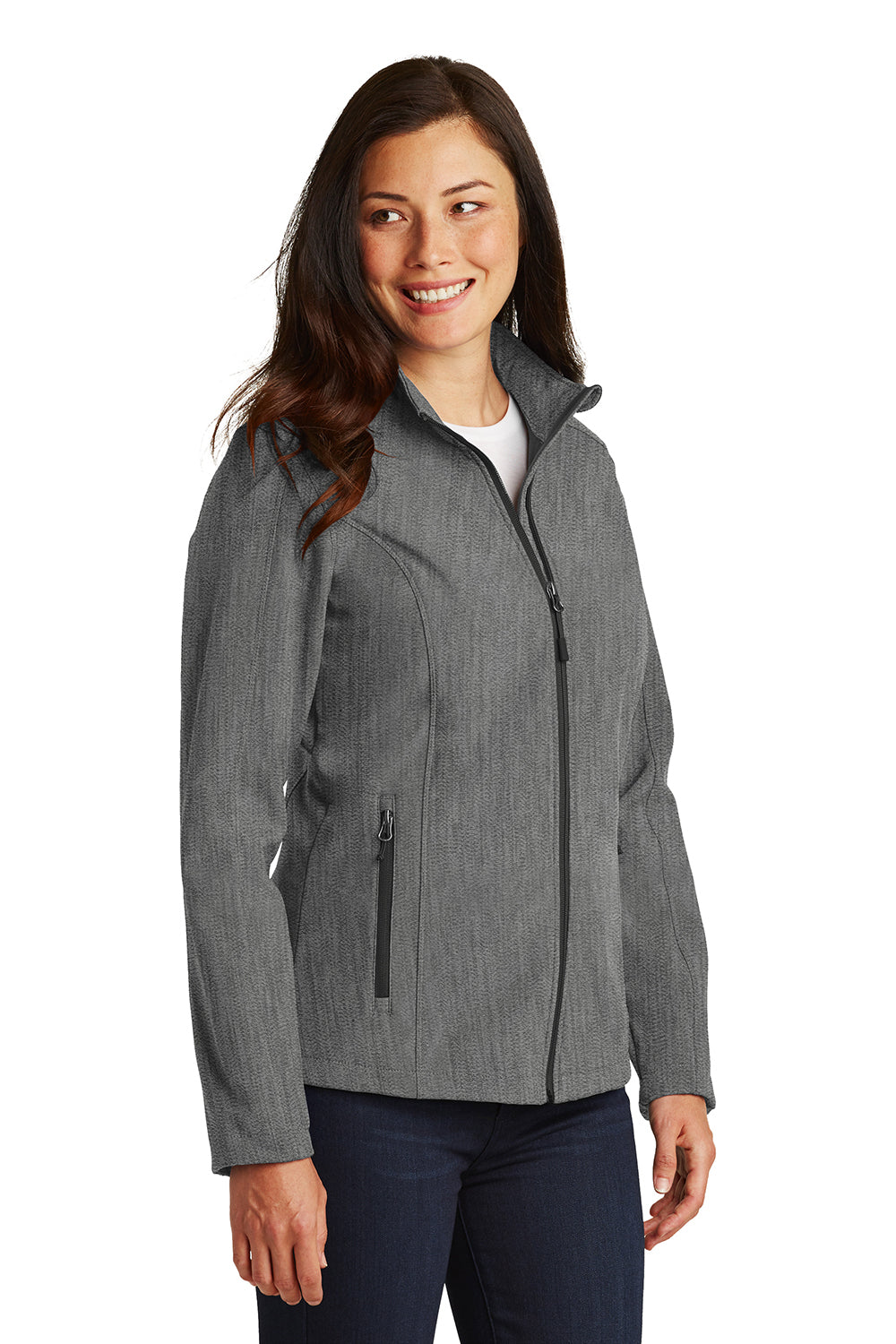 Port Authority L317 Womens Core Wind & Water Resistant Full Zip Jacket Heather Pearl Grey Model 3q