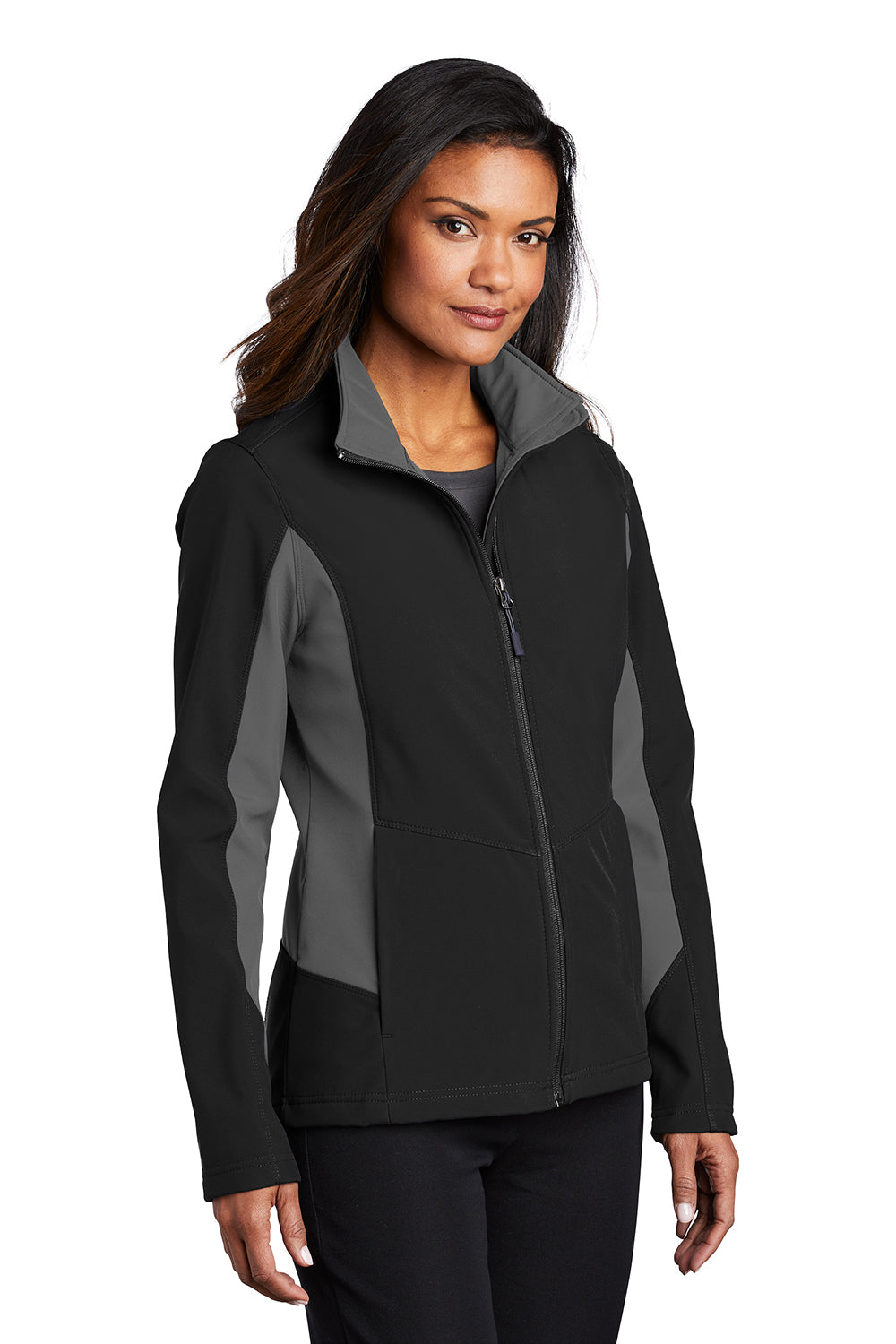 Port Authority L318 Womens Core Wind & Water Resistant Full Zip Jacket Black/Battleship Grey Model 3q