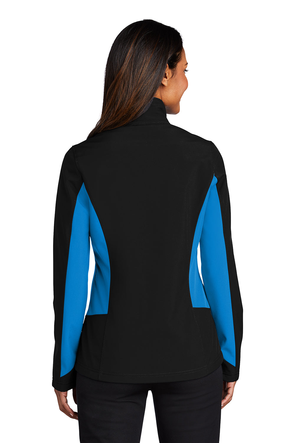 Port Authority L318 Womens Core Wind & Water Resistant Full Zip Jacket Black/Imperial Blue Model Back