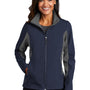 Port Authority Womens Core Wind & Water Resistant Full Zip Jacket - Dress Navy Blue/Battleship Grey - Closeout