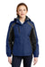 Port Authority L321 Womens 3-in-1 Wind & Water Resistant Full Zip Hooded Jacket Admiral Blue/Black/Magnet Grey Model Front