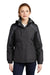 Port Authority L321 Womens 3-in-1 Wind & Water Resistant Full Zip Hooded Jacket Black/Magnet Grey Model Front