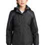 Port Authority Womens 3-in-1 Wind & Water Resistant Full Zip Hooded Jacket - Black/Magnet Grey