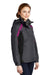 Port Authority L321 Womens 3-in-1 Wind & Water Resistant Full Zip Hooded Jacket Magnet Grey/Black/Very Berry Purple Model 3q