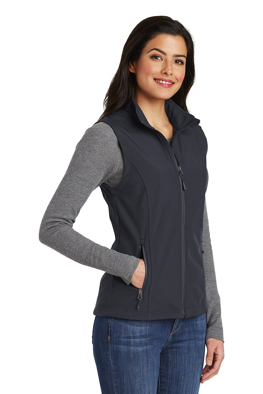 Port Authority L325 Womens Core Wind & Water Resistant Full Zip Vest Battleship Grey Model 3q