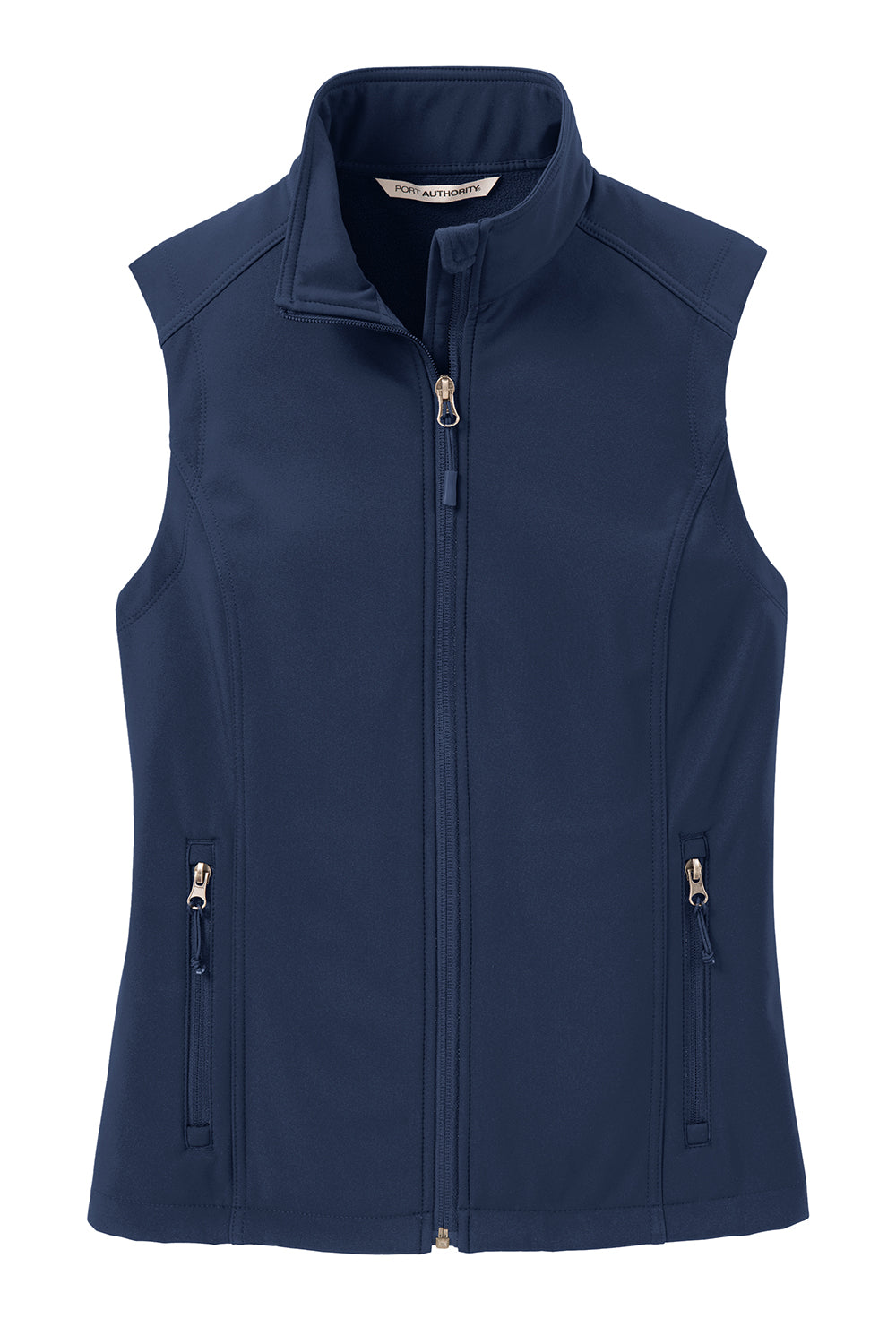 Port Authority L325 Womens Core Wind & Water Resistant Full Zip Vest Dress Navy Blue Flat Front